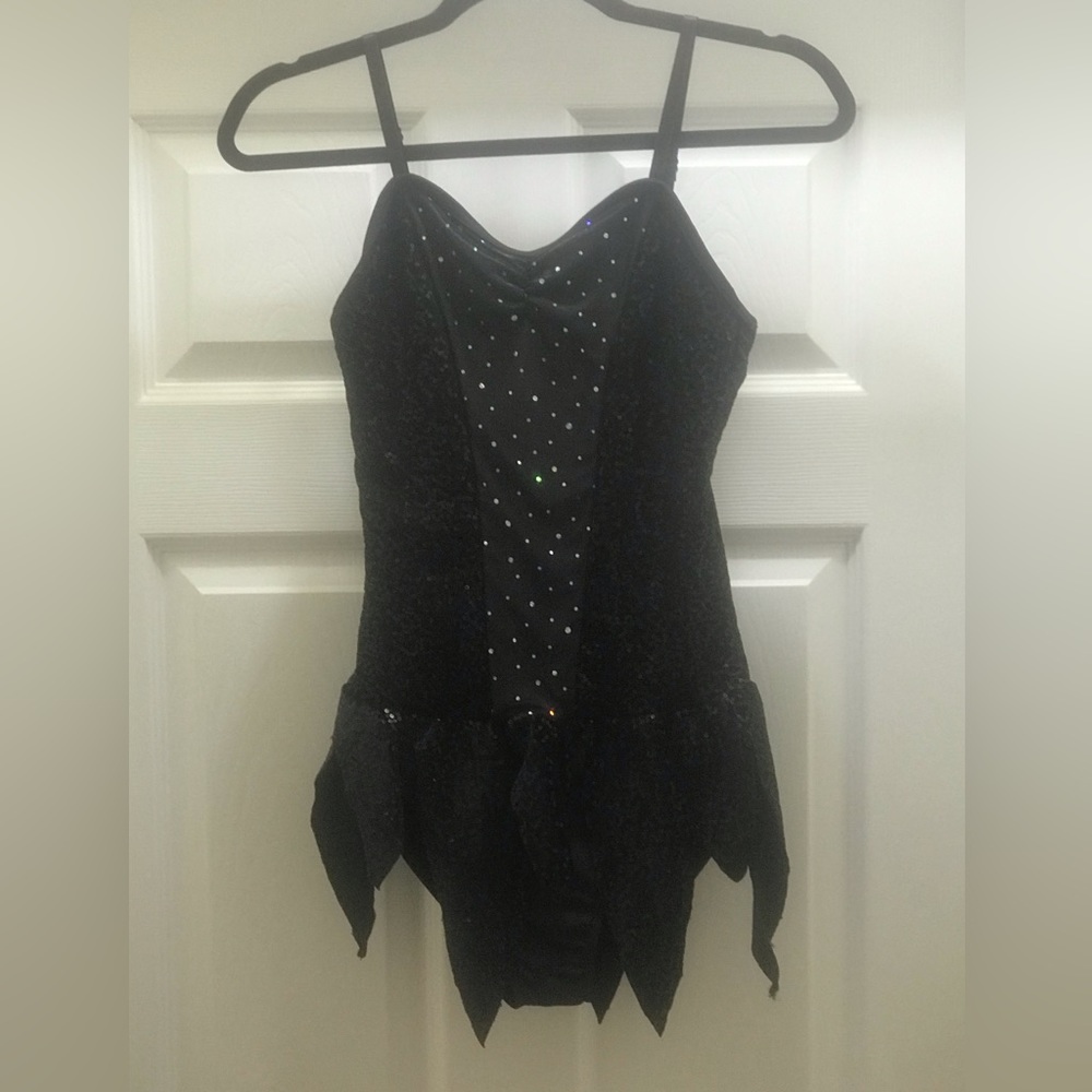 Weissman Dance Pageant One Piece Black Sequined Costume Size Adult Small EUC